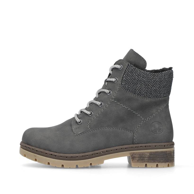 Rieker Artikelnummer Y7424-45 Rieker Damen Schnürstiefel Asphaltgrau