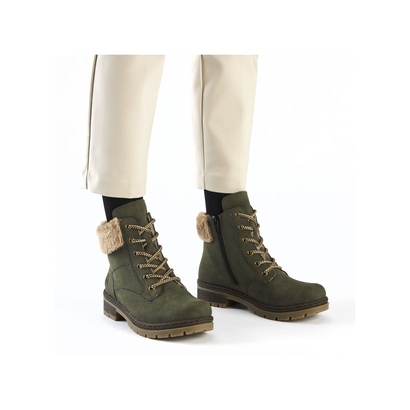 Rieker Artikelnummer Y7424-54 Rieker Damen Schnürstiefel Laubgrün