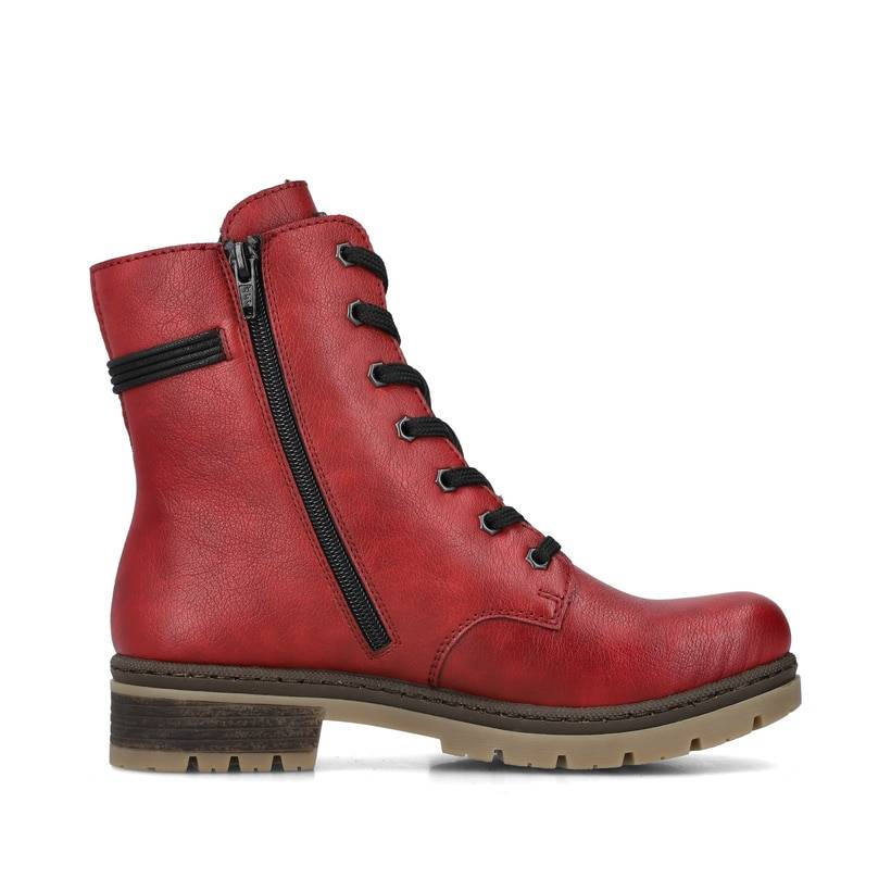 Rieker Artikelnummer Y7431-35 Rieker Damen Schnürstiefel Feuerrot-schwarz