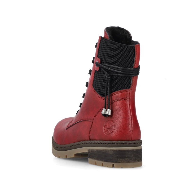 Rieker Artikelnummer Y7431-35 Rieker Damen Schnürstiefel Feuerrot-schwarz