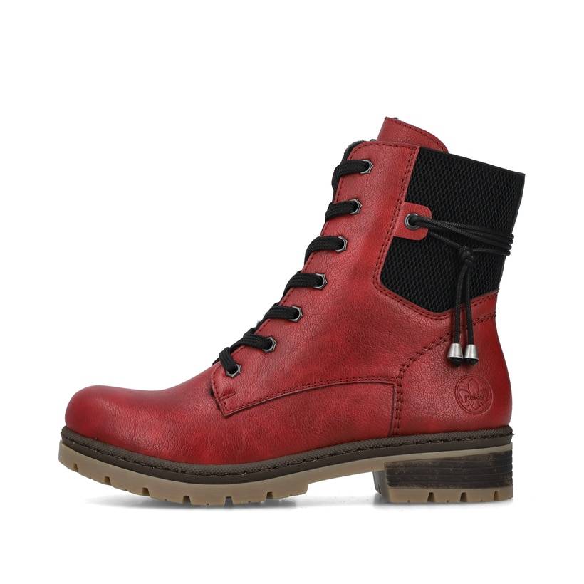 Rieker Artikelnummer Y7431-35 Rieker Damen Schnürstiefel Feuerrot-schwarz