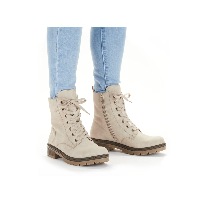 Rieker Artikelnummer Y7446-60 Rieker Damen Schnürstiefel Hellbeige