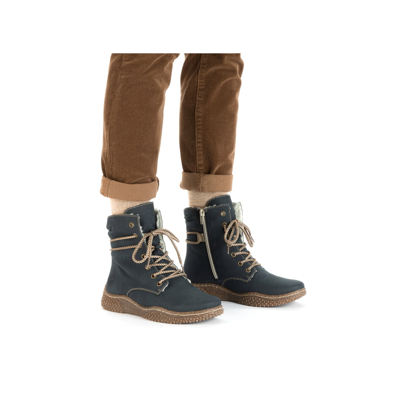 Rieker Artikelnummer Y8443-14 Rieker Damen Schnürstiefel Ozeanblau