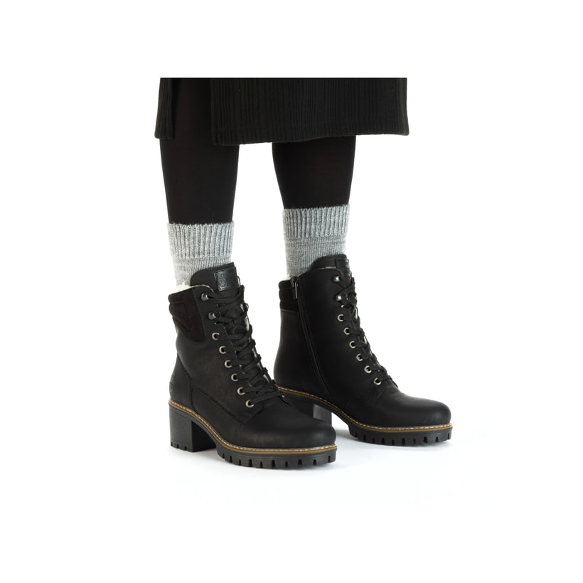 Rieker Artikelnummer Y8610-00 Rieker Damen Schnürstiefel Tiefschwarz