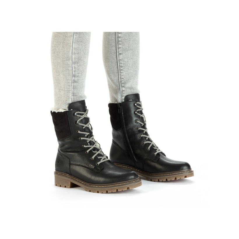 Rieker Artikelnummer Y9232-00 Rieker Damen Schnürstiefel Tiefschwarz