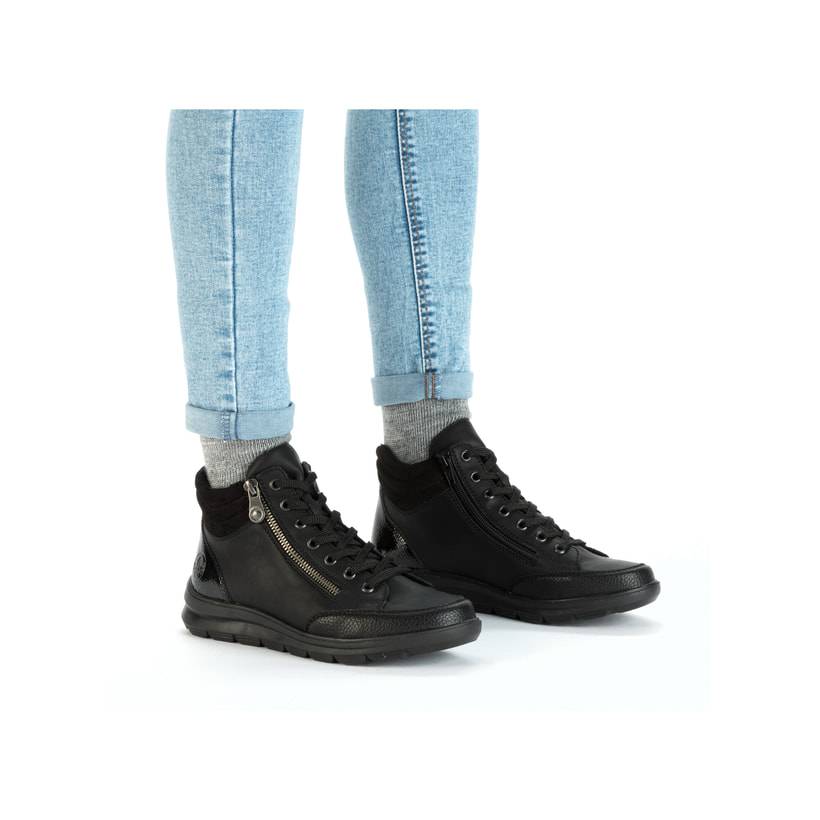Rieker Artikelnummer Z0040-01 Rieker Damen Schnürschuhe Asphaltschwarz
