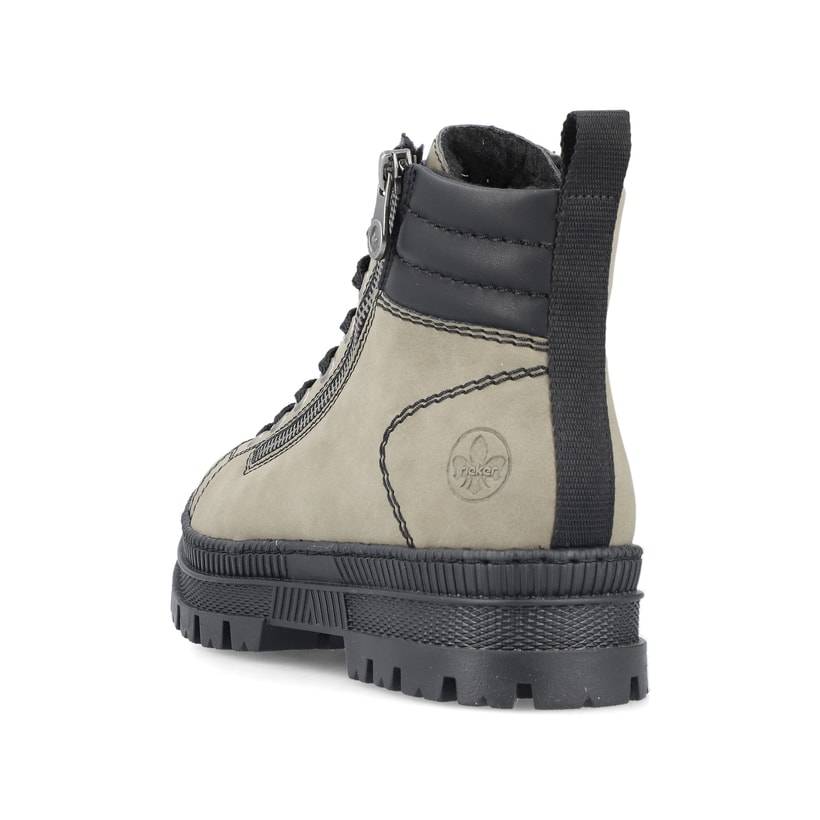 Rieker Artikelnummer Z1805-52 Rieker Damen Schnürstiefel Graugrün-schwarz