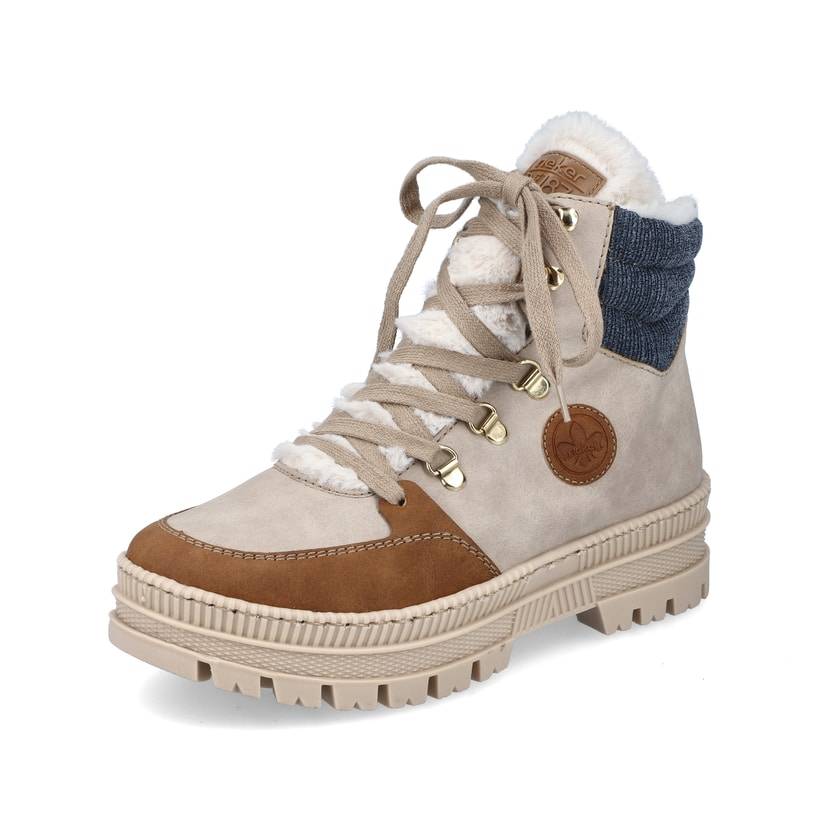 Rieker Artikelnummer Z1810-60 Rieker Damen Schnürstiefel Beige-noisette