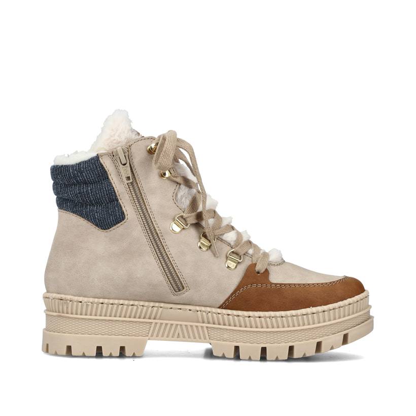 Rieker Artikelnummer Z1810-60 Rieker Damen Schnürstiefel Beige-noisette
