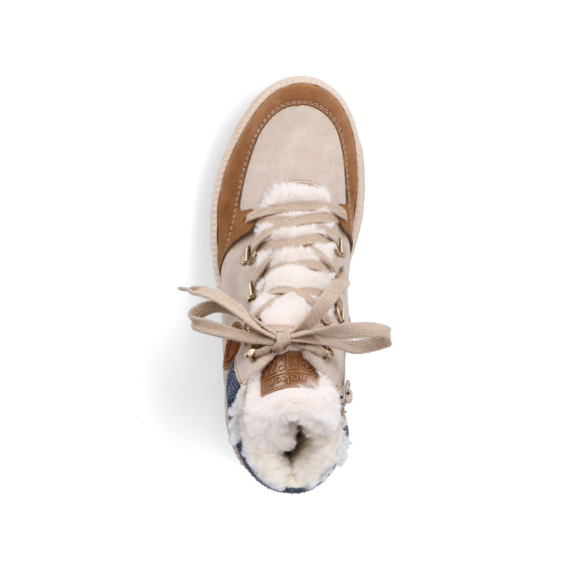 Rieker Artikelnummer Z1810-60 Rieker Damen Schnürstiefel Beige-noisette