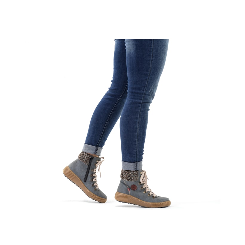 Rieker Artikelnummer Z6648-14 Rieker Damen Schnürstiefel Cyanblau