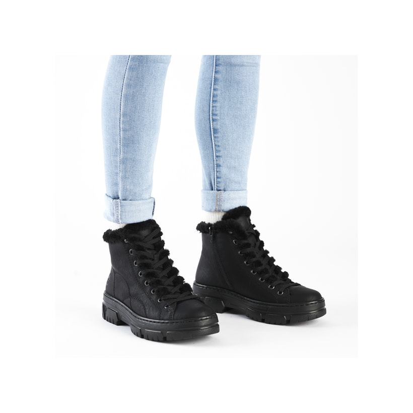 Rieker Artikelnummer Z7411-00 Rieker Damen Schnürstiefel Urbanschwarz