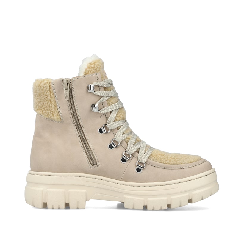 Rieker Artikelnummer Z7430-62 Rieker Damen Schnürstiefel Hellbeige