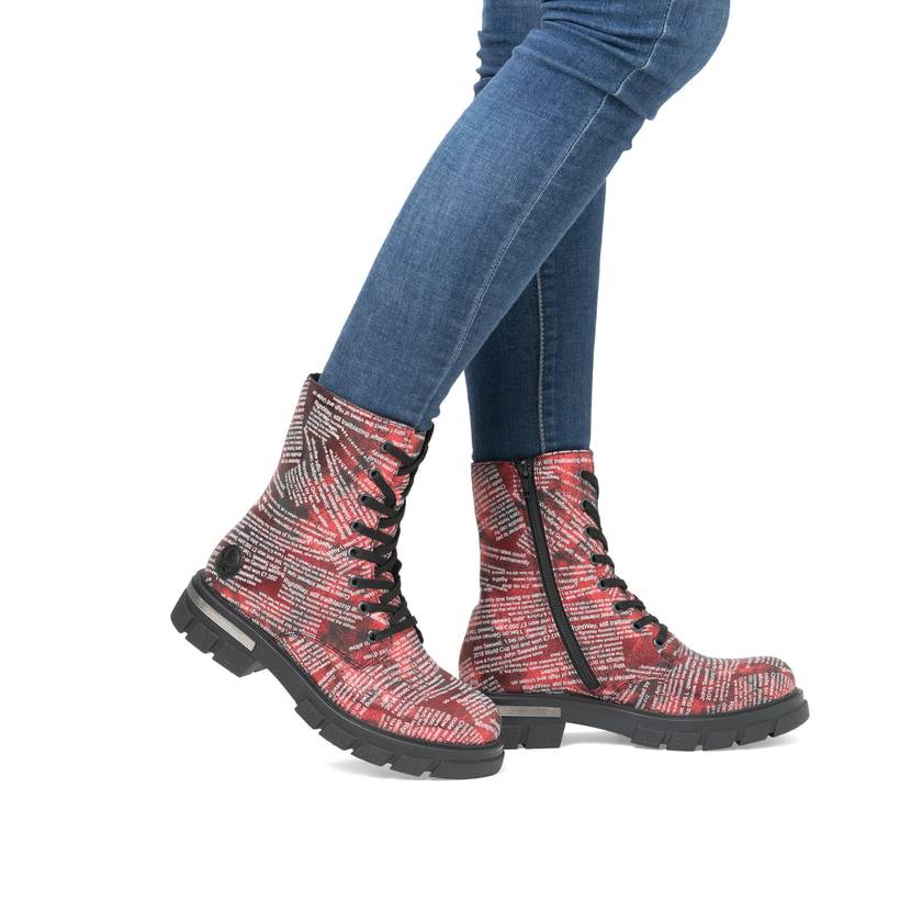 Rieker Artikelnummer Z9120-35 Rieker Damen Biker Boots Metallicrot