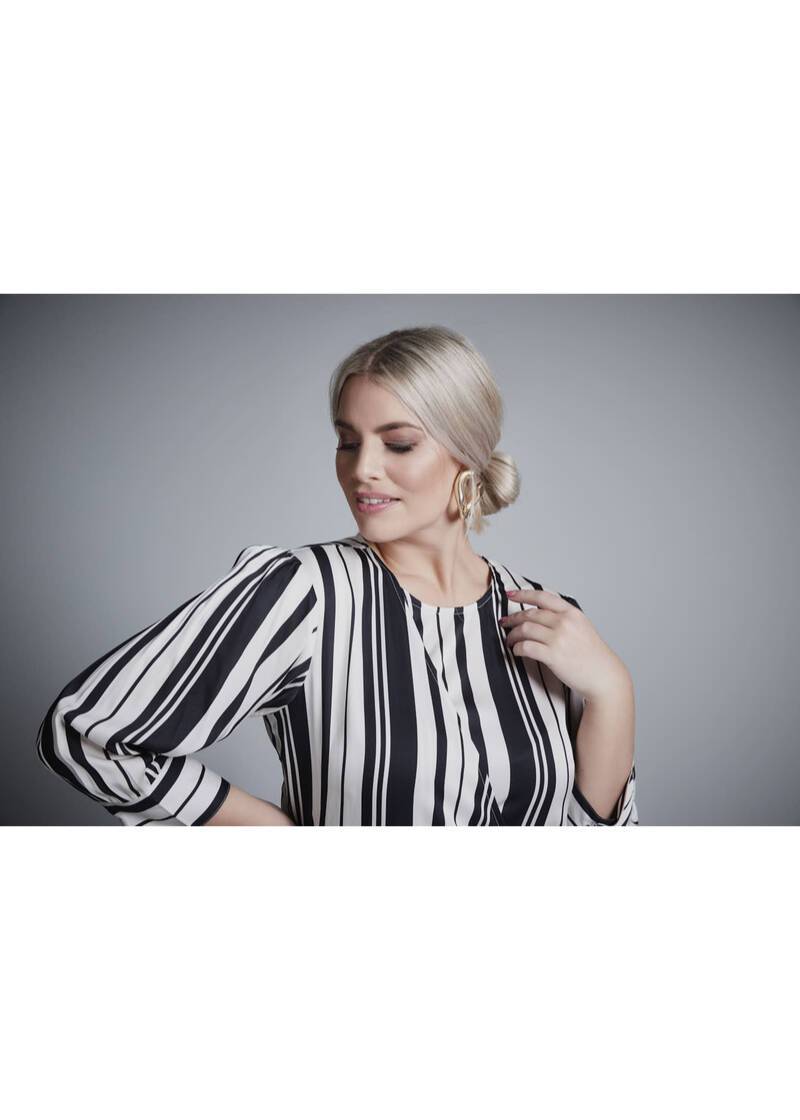 ROCK YOUR CURVES By Angelina Kleid In Schwarz Weiß GestreiftArtikelnummer RYC-LCAK-0407-903