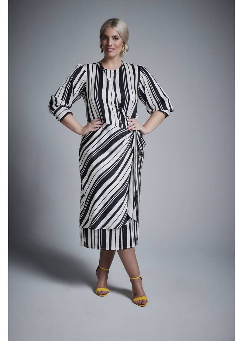 ROCK YOUR CURVES By Angelina Kleid In Schwarz Weiß GestreiftArtikelnummer RYC-LCAK-0407-903