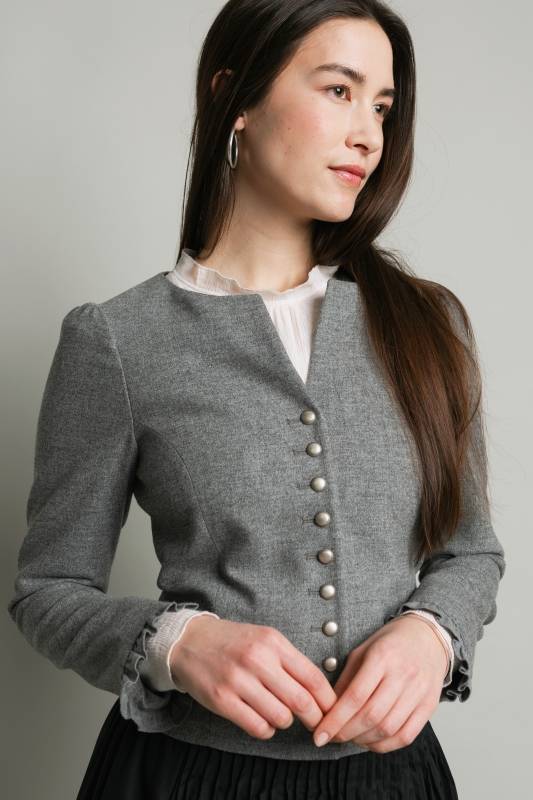 Rockmacherin Ann-Kathrin Spenzerjacke Aus Leichtloden Mit Rüschenabschluss Am Ärmel