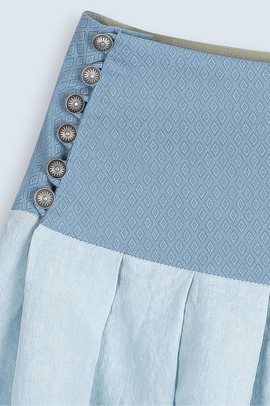 Rockmacherin Bodweda Damen-Trachtenrock Mit Passe Mit Hellblauem Irischen Leinen