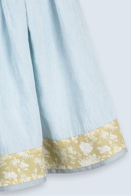 Rockmacherin Bodweda Damen-Trachtenrock Mit Passe Mit Hellblauem Irischen Leinen