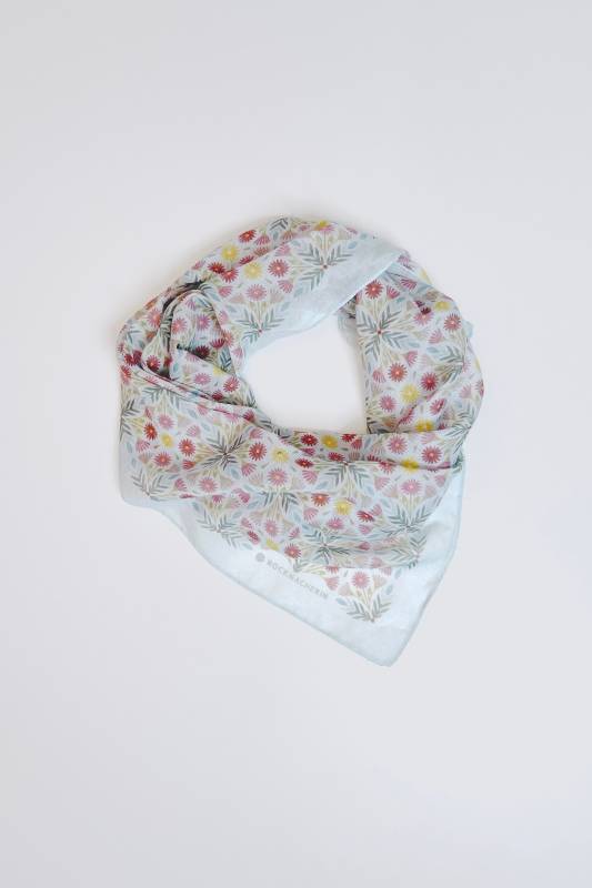 Rockmacherin Daisy Tuch 65 X 65 Cm, Rolliert Mit Seide In Buntem Print