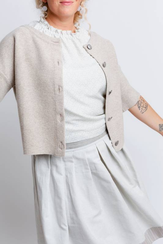 Rockmacherin Edda Damenbluse Mit Elastischer Rüsche In Ultraleichter Seiden-Baumwollmischung