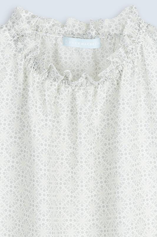 Rockmacherin Edda Damenbluse Mit Elastischer Rüsche In Ultraleichter Seiden-Baumwollmischung