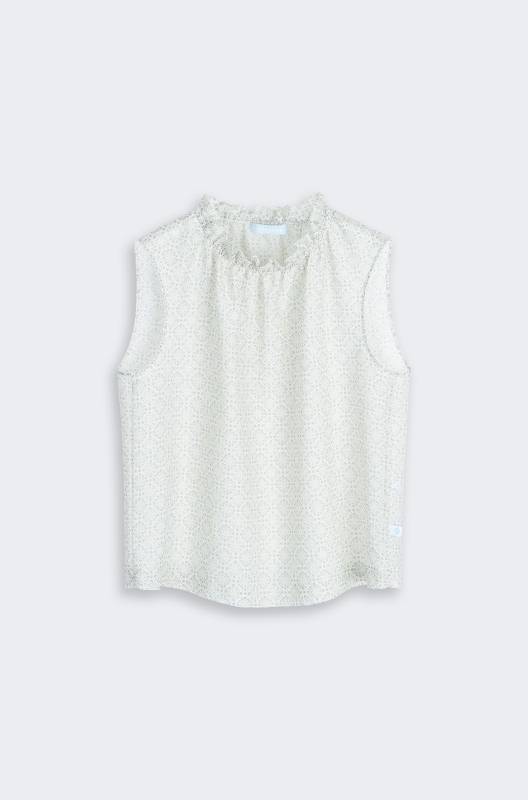 Rockmacherin Edda Damenbluse mit elastischer Rüsche in ultraleichter Seiden-Baumwollmischung