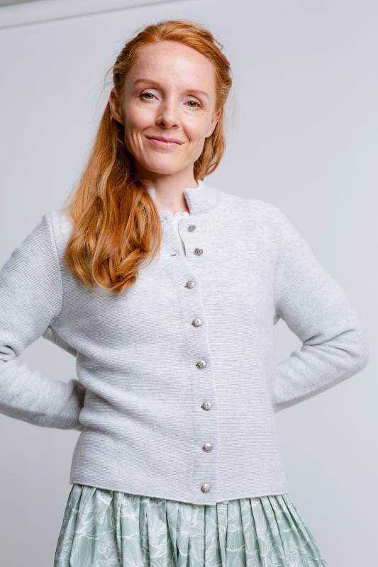 Rockmacherin Florentine Trachten-Strickjacke mit Stehkragen aus Merinowolle