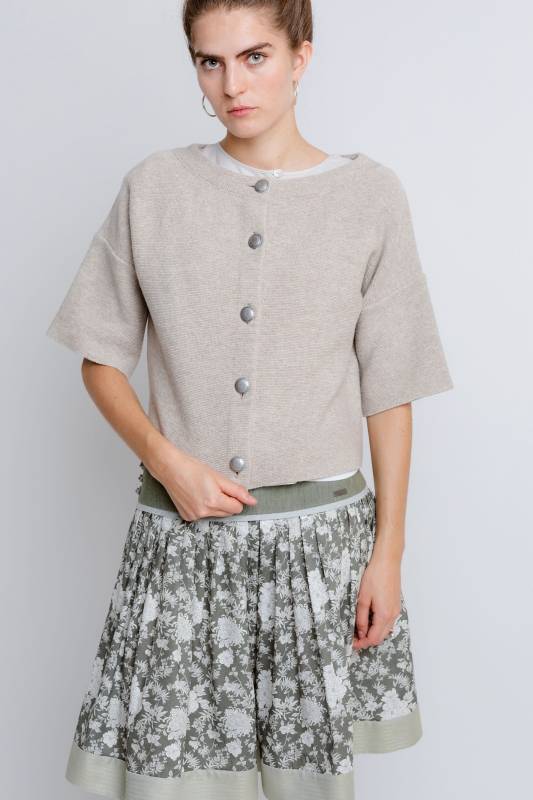 Rockmacherin Gscheidhaferl Trachtenrock Mit Passe Und Blumenprit Auf Leinen-Viscosemischung