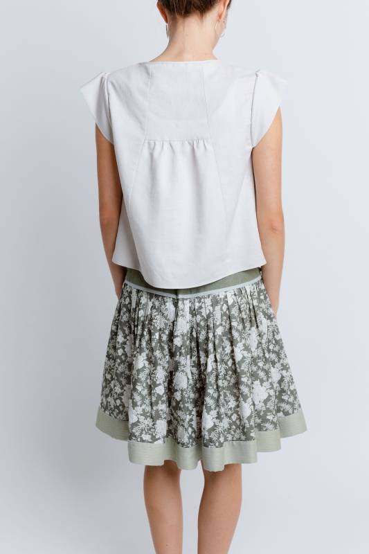 Rockmacherin Gscheidhaferl Trachtenrock Mit Passe Und Blumenprit Auf Leinen-Viscosemischung