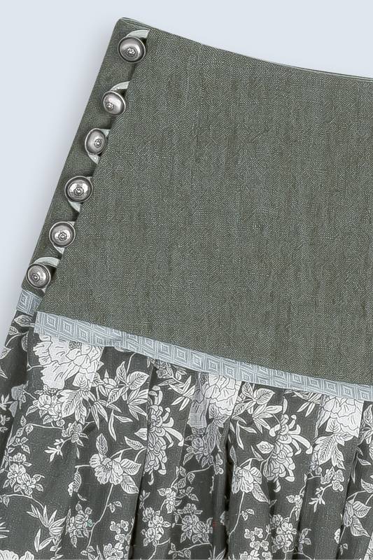 Rockmacherin Gscheidhaferl Trachtenrock Mit Passe Und Blumenprit Auf Leinen-Viscosemischung