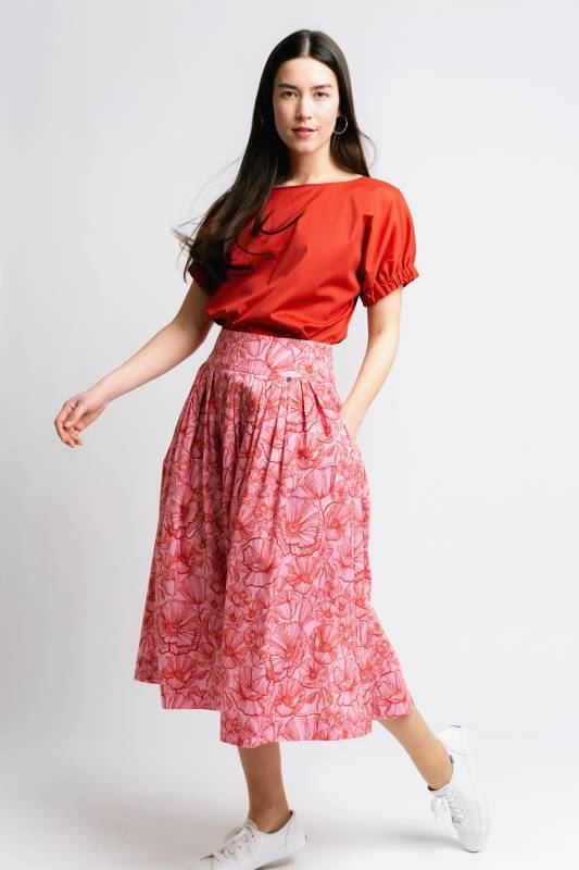 Rockmacherin Kalo Lang Damenrock Mit Plakativem Blumenprint Für Tracht Und Moderne