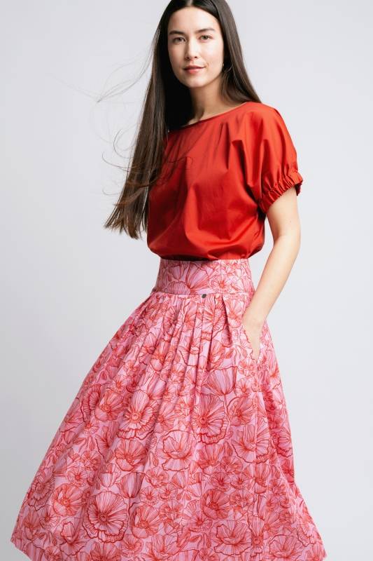 Rockmacherin Kalo Lang Damenrock Mit Plakativem Blumenprint Für Tracht Und Moderne