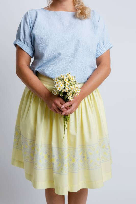 Rockmacherin Kalo Midi Damentrachtenrock Knielang Mit Bedruckter Bordüre