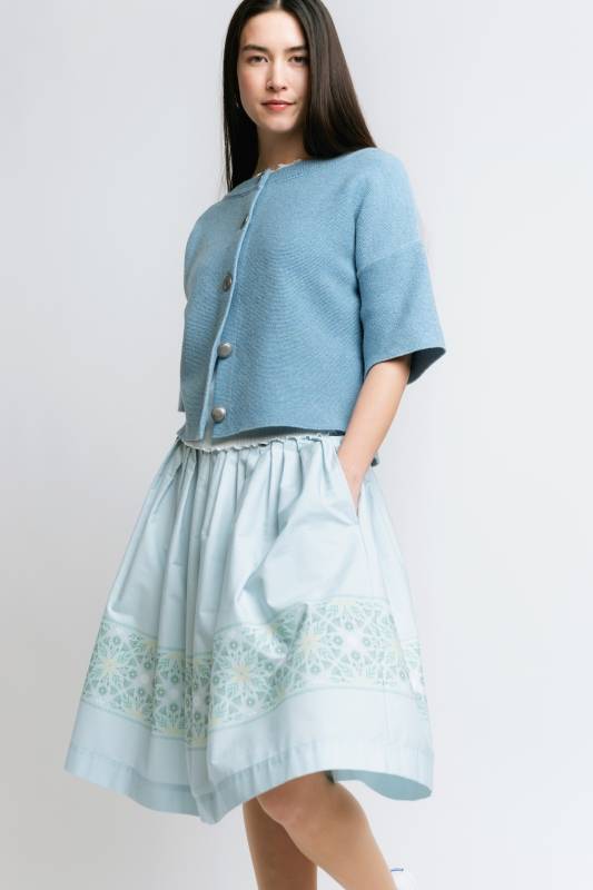 Rockmacherin Kalo Midi Damentrachtenrock Knielang Mit Bedruckter Bordüre