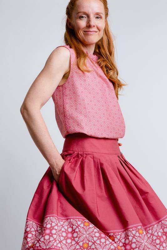 Rockmacherin Kalo Midi Damentrachtenrock Knielang Mit Bedruckter Bordüre