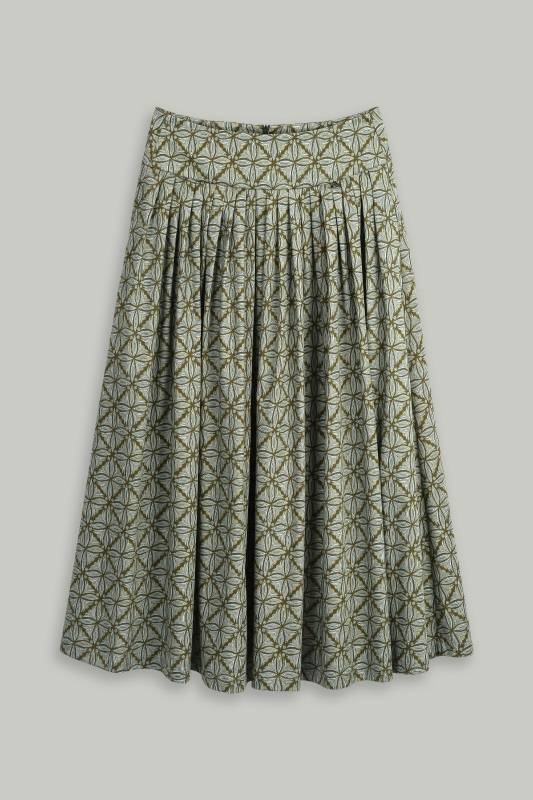 Rockmacherin Kalo Midirock mit formender Passe aus Baumwollsatin