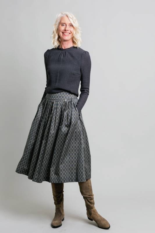 Rockmacherin Kalo Wadenlanger Rock mit Print und zwei Taschen Rockmacherin Kalo Wadenlanger Rock mit Print und zwei Taschen