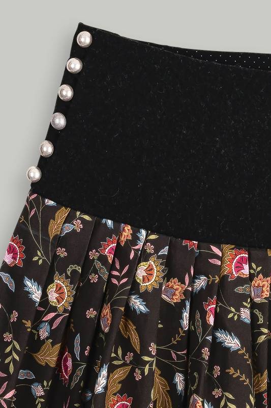 Rockmacherin Kerznliacht Trachtenrock Mit F Bedruckter Baumwolle Und Lodenpasse