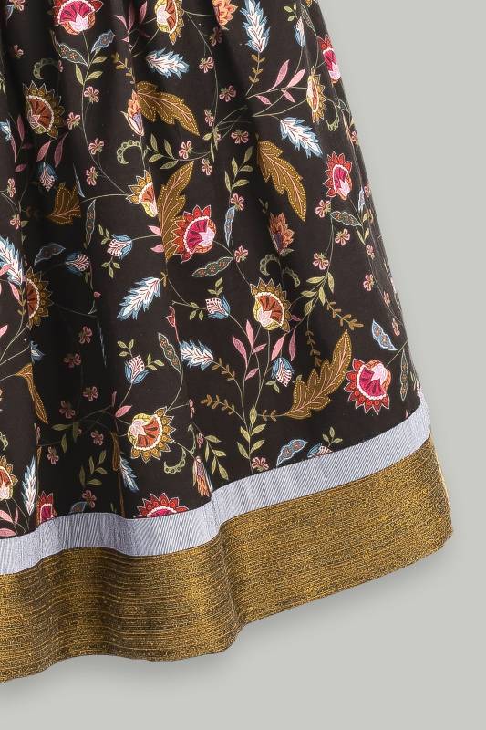 Rockmacherin Kerznliacht Trachtenrock Mit F Bedruckter Baumwolle Und Lodenpasse