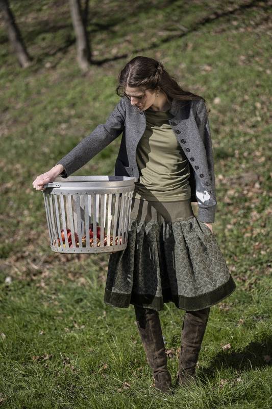 Rockmacherin Kronze Trachtenrock Mit Blätterrauten Auf Baumwolljacquard