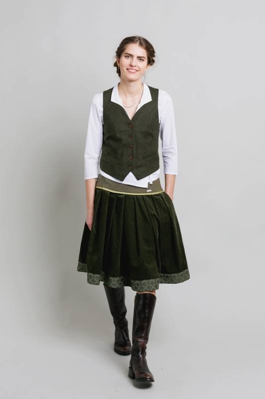 Rockmacherin Mathesdag Trachtenrock Aus Weichem Nadelgrünen Baumwoll-Cord