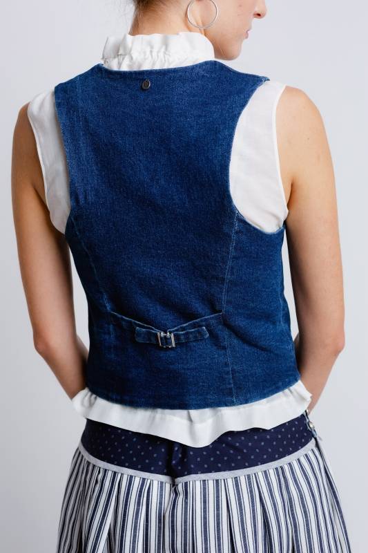 Rockmacherin Resal Damenweste Aus Denim Im Klassischen Stil