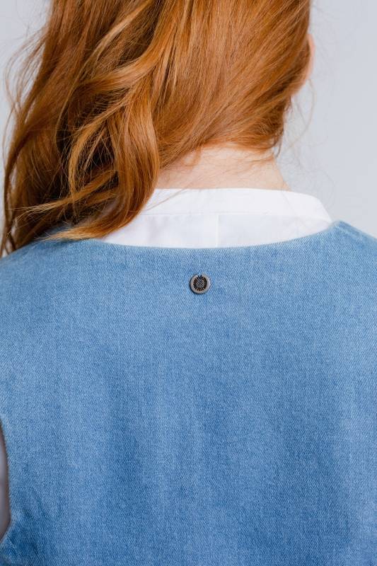 Rockmacherin Resal Damenweste Aus Light Denim Im Klassischen Stil