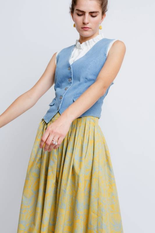 Rockmacherin Resal Damenweste Aus Light Denim Im Klassischen Stil