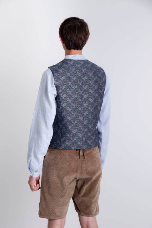 Rockmacherin Karl Herrenweste Blau, Gemustert