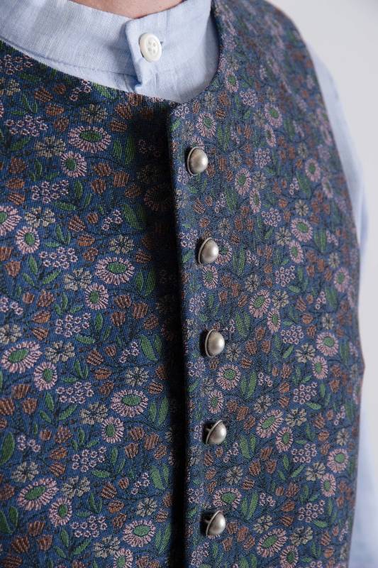 Rockmacherin Karl Herrenweste Blau, Gemustert