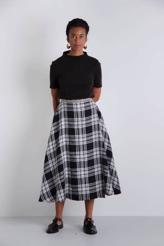 Rockmacherin Seghers Rock Schwarz/weiß, Kariert