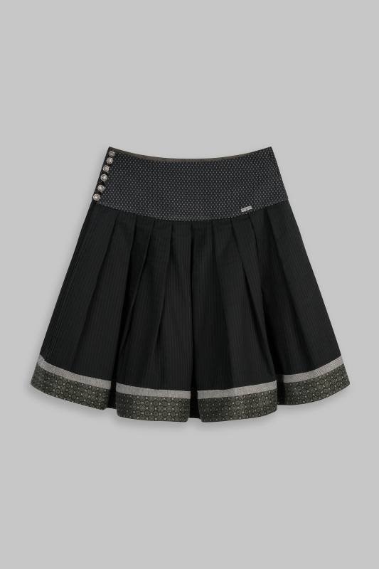 Rockmacherin Rühnacht Trachtenrock Aus Schwarzer Plissee-Baumwolle