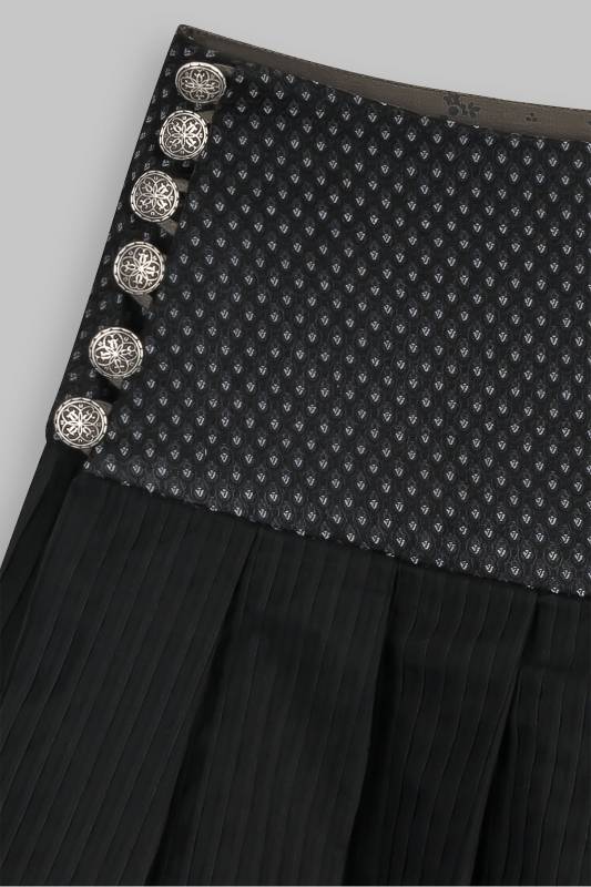 Rockmacherin Rühnacht Trachtenrock Aus Schwarzer Plissee-Baumwolle